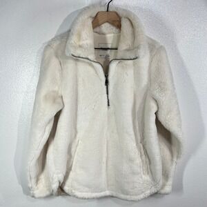 Abercrombie Fitch‎ Women's Sherpa Fleece 1/4 Zip PulloverJacket Cream Size Small